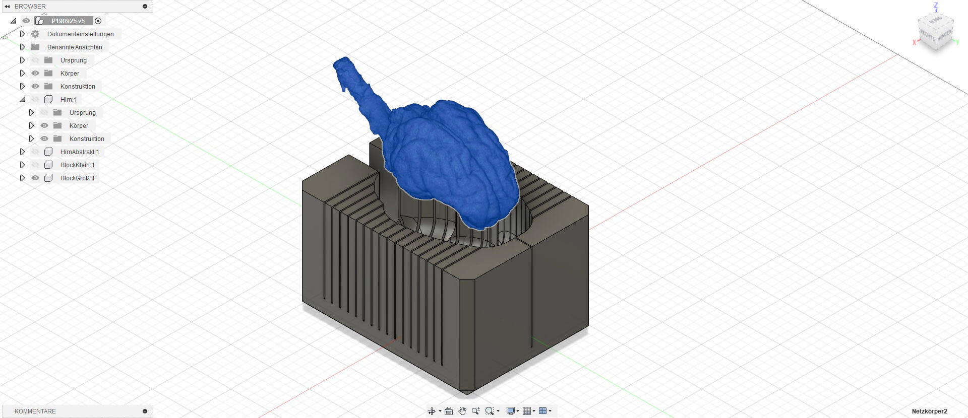 Gehirnschneideschablone in CAD Software